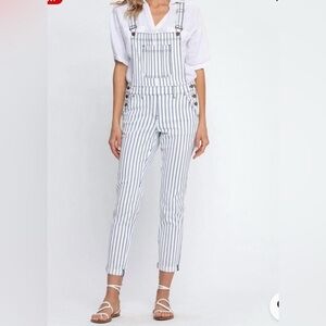 Judy Blue Navy and White Striped Overalls Size L